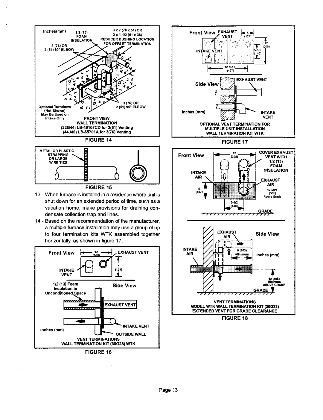 Lennox International Inc G32Q5-125 Front View Exhaust, Front View ,, l/EXHAUST Vent, Side View, Exhaarus, SideView 