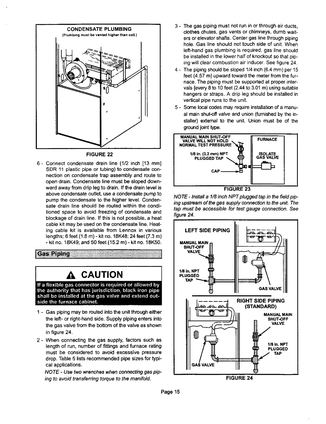 Lennox International Inc G32Q3-75, G32Q3-100 Condensate Plumbing, Groundjoint type, Left Side Piping, Right Side Piping 