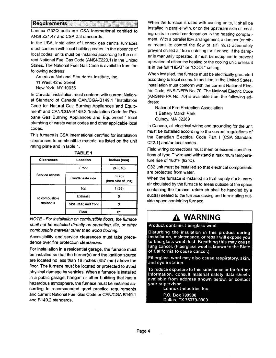 Lennox International Inc G32Q4-125, G32Q3-100, G32Q5-125, G32Q5-100, G32Q3-75, G32Q4-100 installation instructions Inches mrn 