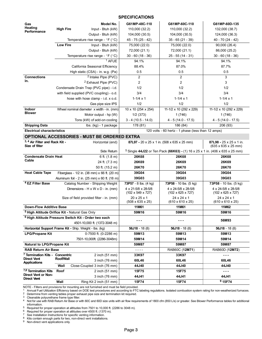 Lennox International Inc G61MP specifications Direct Vent 