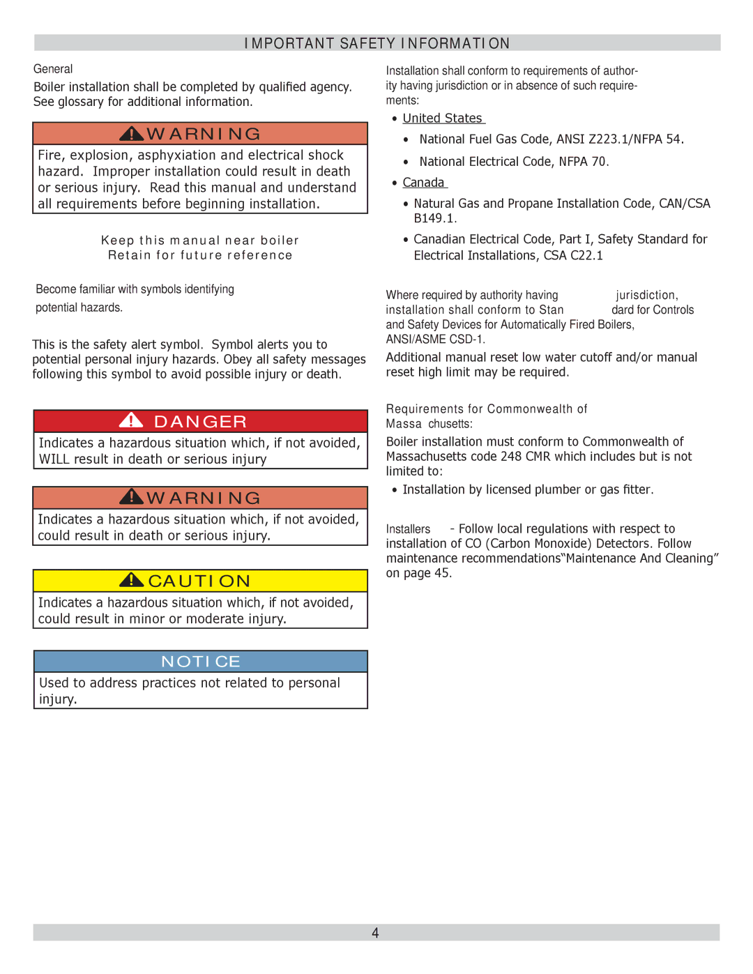 Lennox International Inc GWB9-075IH-2, GWB9-100IH-2, GWB9-050IH-2 Important Safety Information, General 