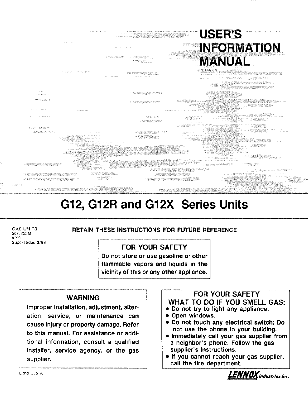 Lennox International Inc G12X, Gas Units, G12R manual 