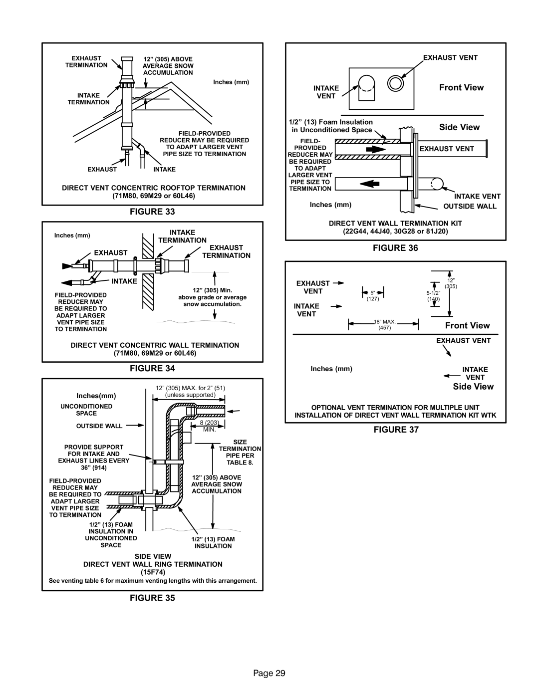 Lennox International Inc G61MP Series Units, Gas Units installation instructions Front View 