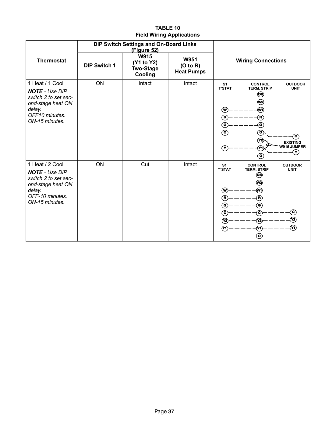 Lennox International Inc G61MP Series Units, Gas Units installation instructions Heat / 2 Cool Cut Intact 