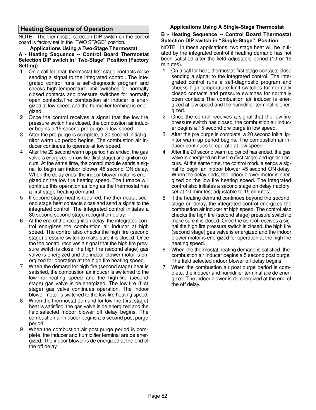 Lennox International Inc Gas Units, G61MP Series Units installation instructions Heating Sequence of Operation 