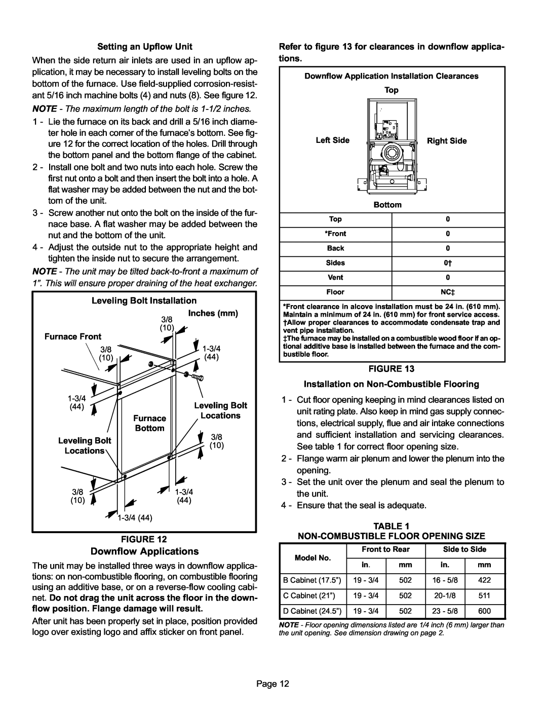 Lennox International Inc Gas Units, G61MP Series Units installation instructions Downflow Applications 