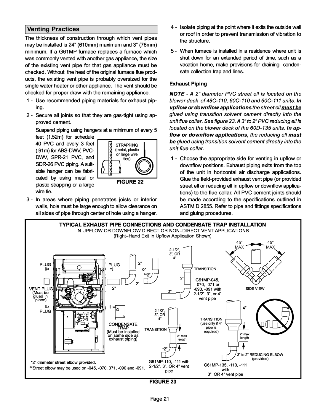 Lennox International Inc G61MP Series Units, Gas Units installation instructions Venting Practices 
