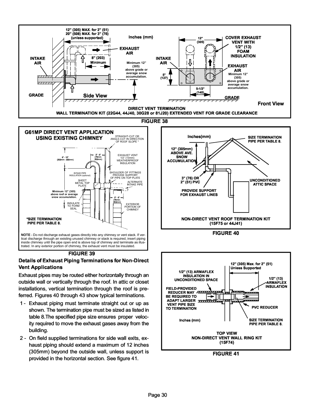 Lennox International Inc Gas Units, G61MP Series Units installation instructions Side View 