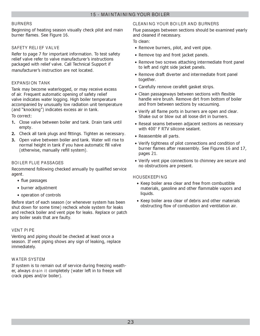 Lennox International Inc GWB8-299E-2, GWB8-262E-2, GWB8-280E-2, GWB8-245E-2 installation instructions Maintaining Your Boiler 