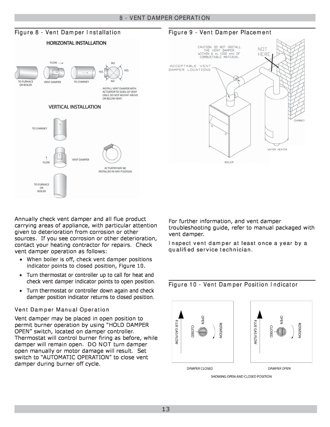 Lennox International Inc GWB8-299E-2 Vent Damper Installation, Vent Damper Placement, Vent Damper Position Indicator 