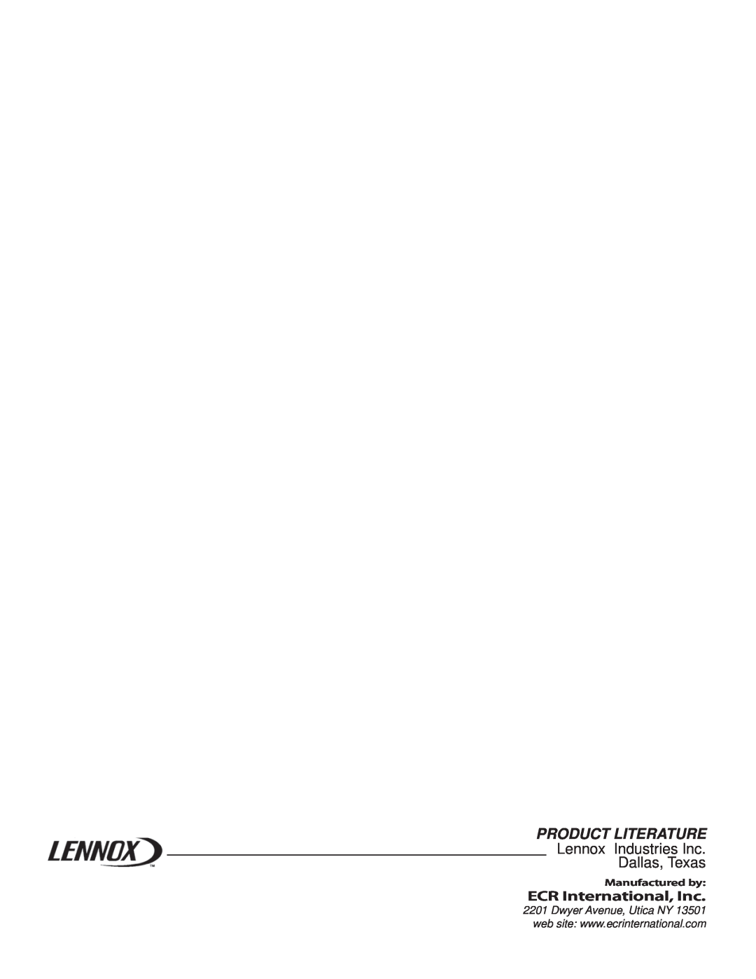 Lennox International Inc GWB8-245E-2 Product Literature, Lennox Industries Inc. Dallas, Texas, ECR International, Inc 