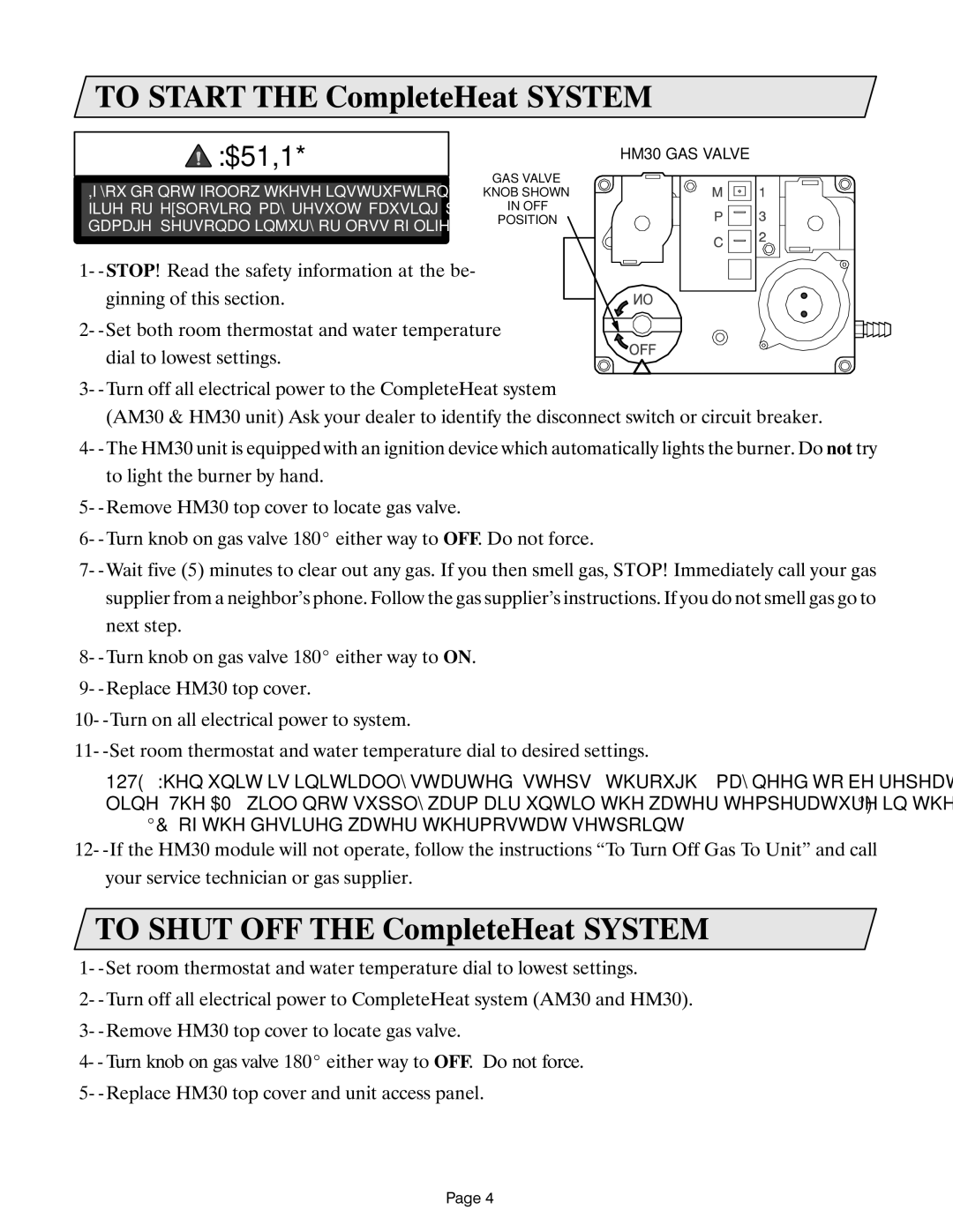 Lennox International Inc HM30, AM30 manual 72 67$57 7+ &RPSOHWH+HDW, 72 6+87 2 7+ &RPSOHWH+HDW 