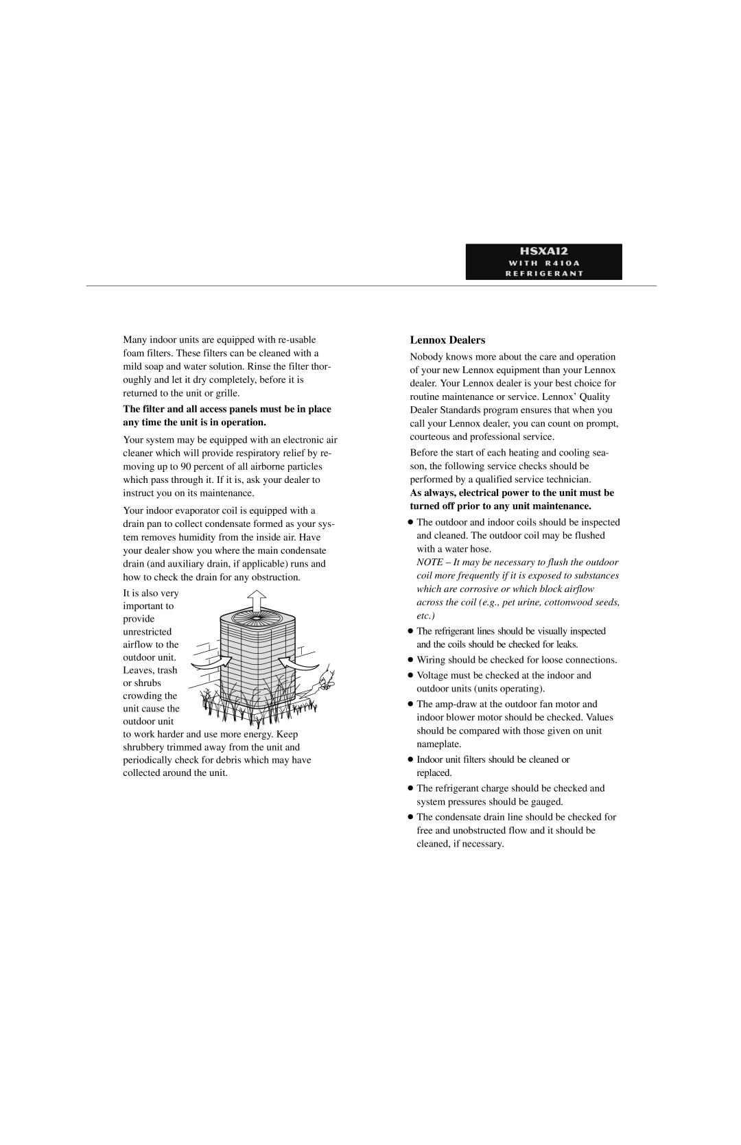 Lennox International Inc HSXA12 owner manual Lennox Dealers 