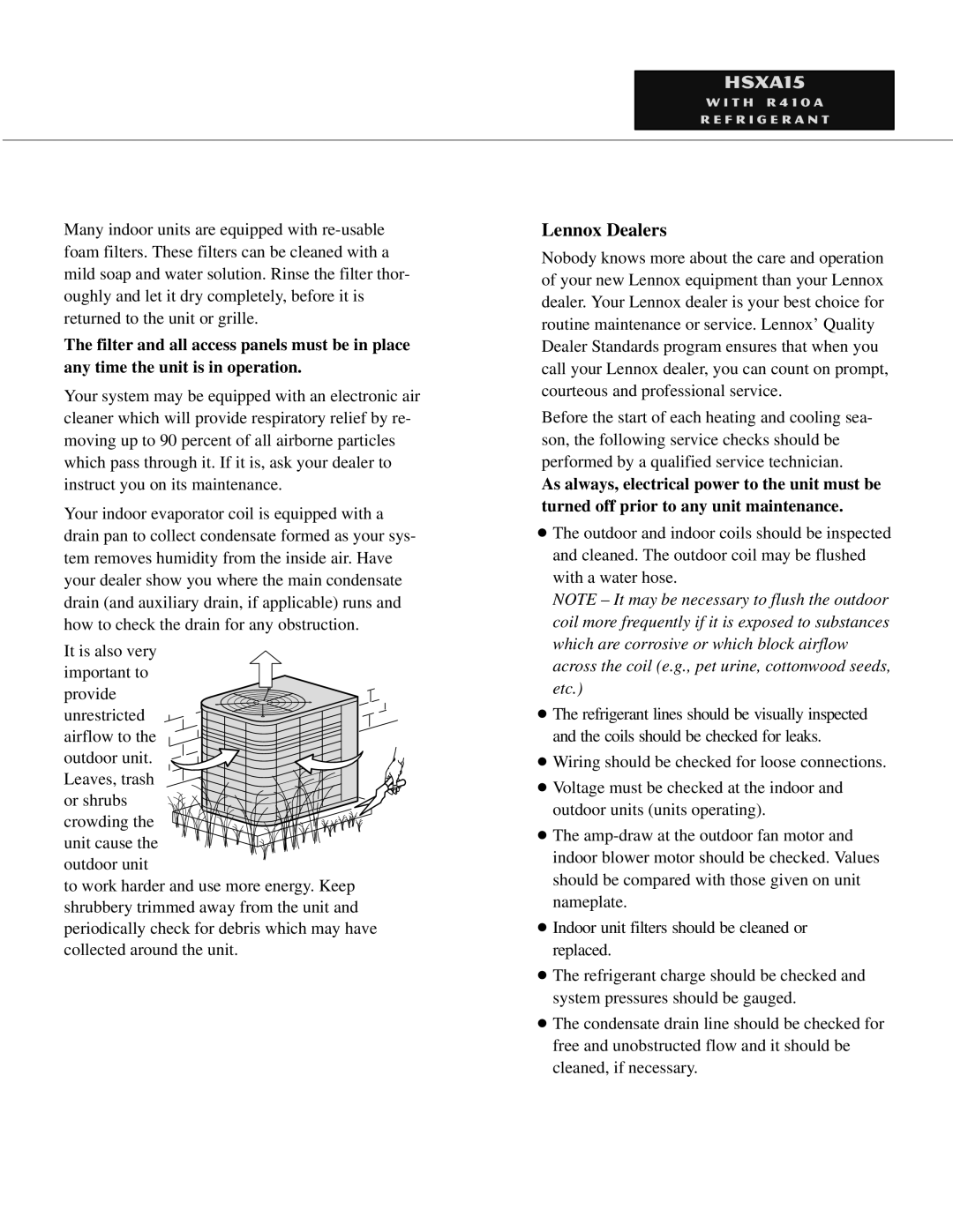 Lennox International Inc HSXA15 owner manual Lennox Dealers 