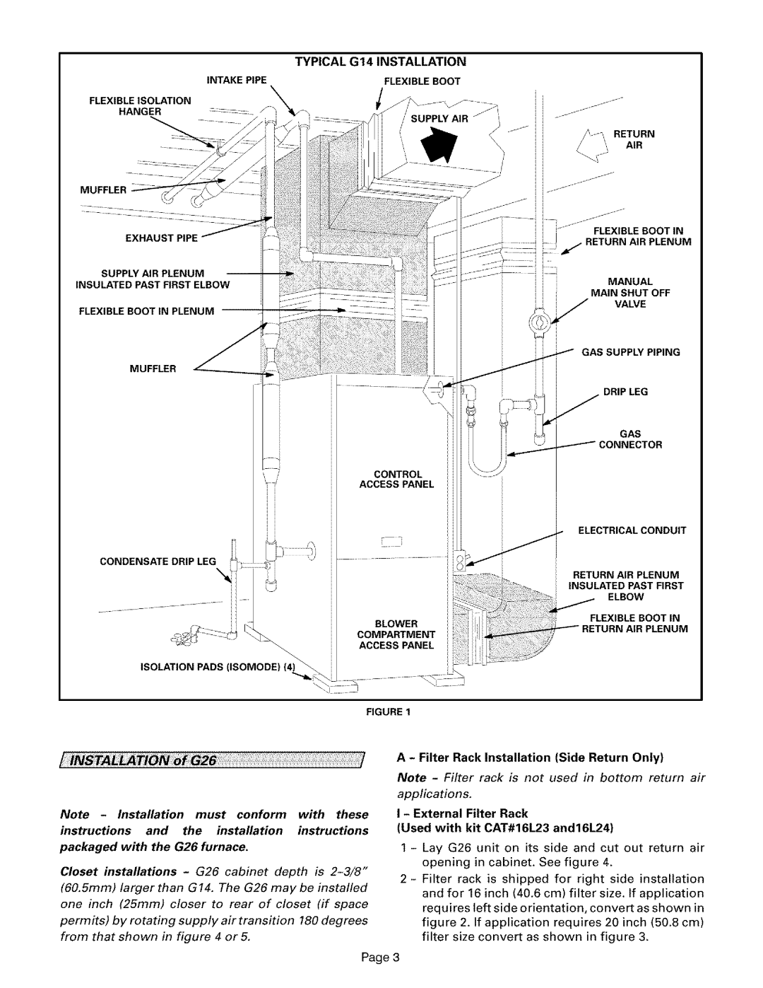 Lennox International Inc 16L25, LB-89657A Typical G14 Installation, Filter Rack Installation Side Return Only, Its side 