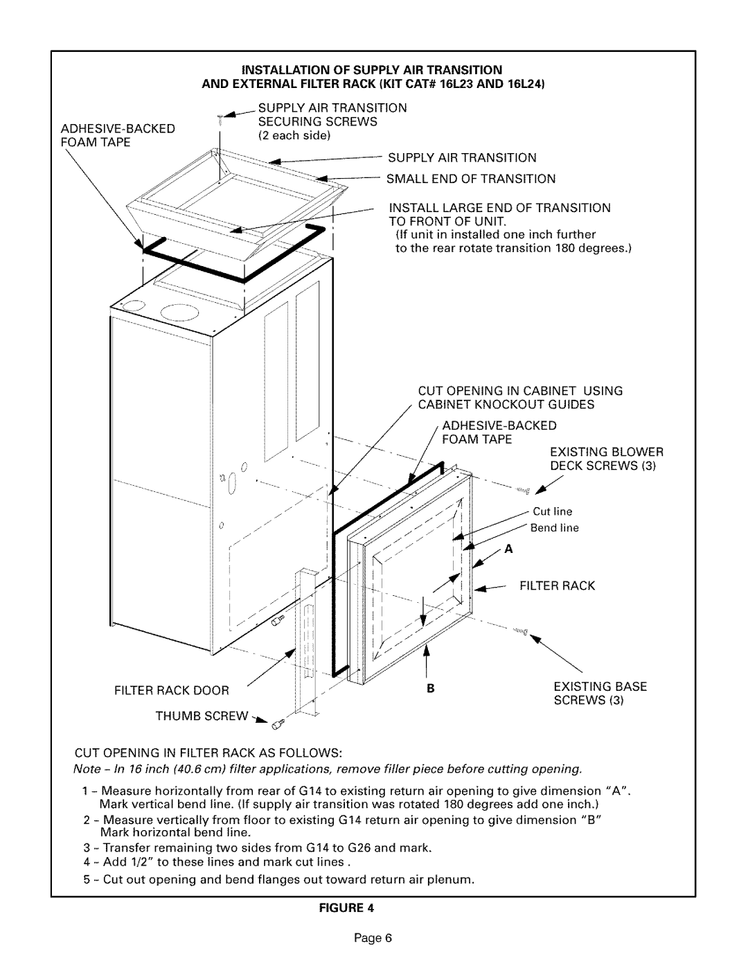 Lennox International Inc LB-89657A, LB-89658A, LB-89657B Supply AIR Transition, Filter Rack Door Existing Base Screws 