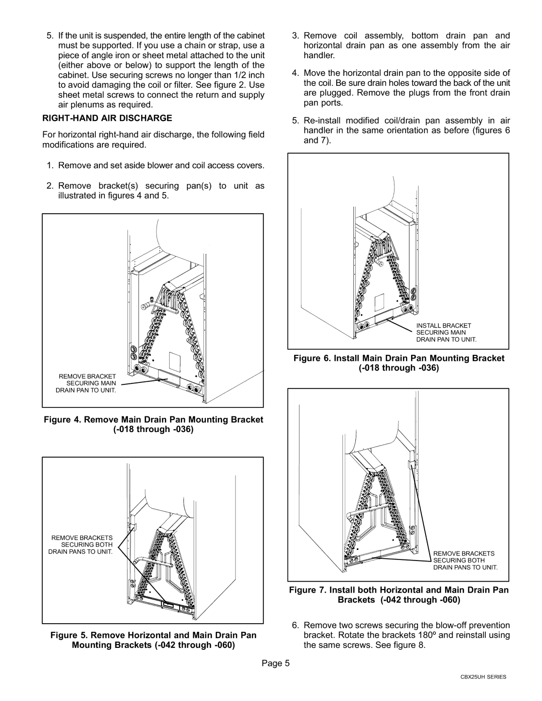 Lennox International Inc Merit CBX25UH Series RIGHT-HAND AIR Discharge, Remove two screws securing the blow-off prevention 