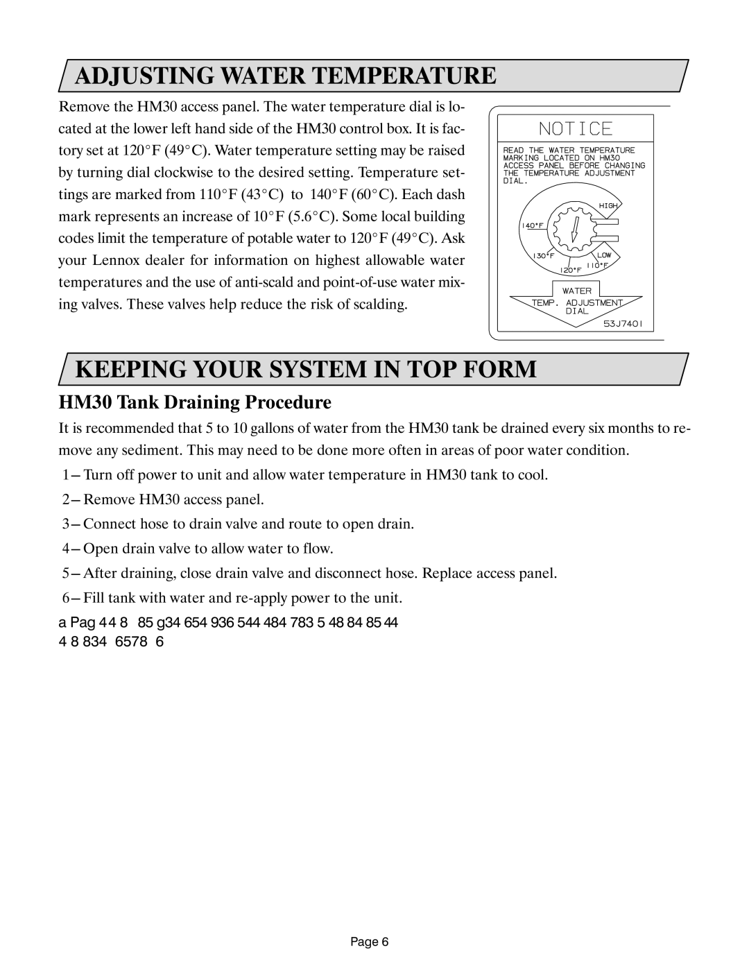 Lennox International Inc Lennox CompleteHeatTM COMBINATION HEATING SYSTEM manual Adjusting Water Temperature 