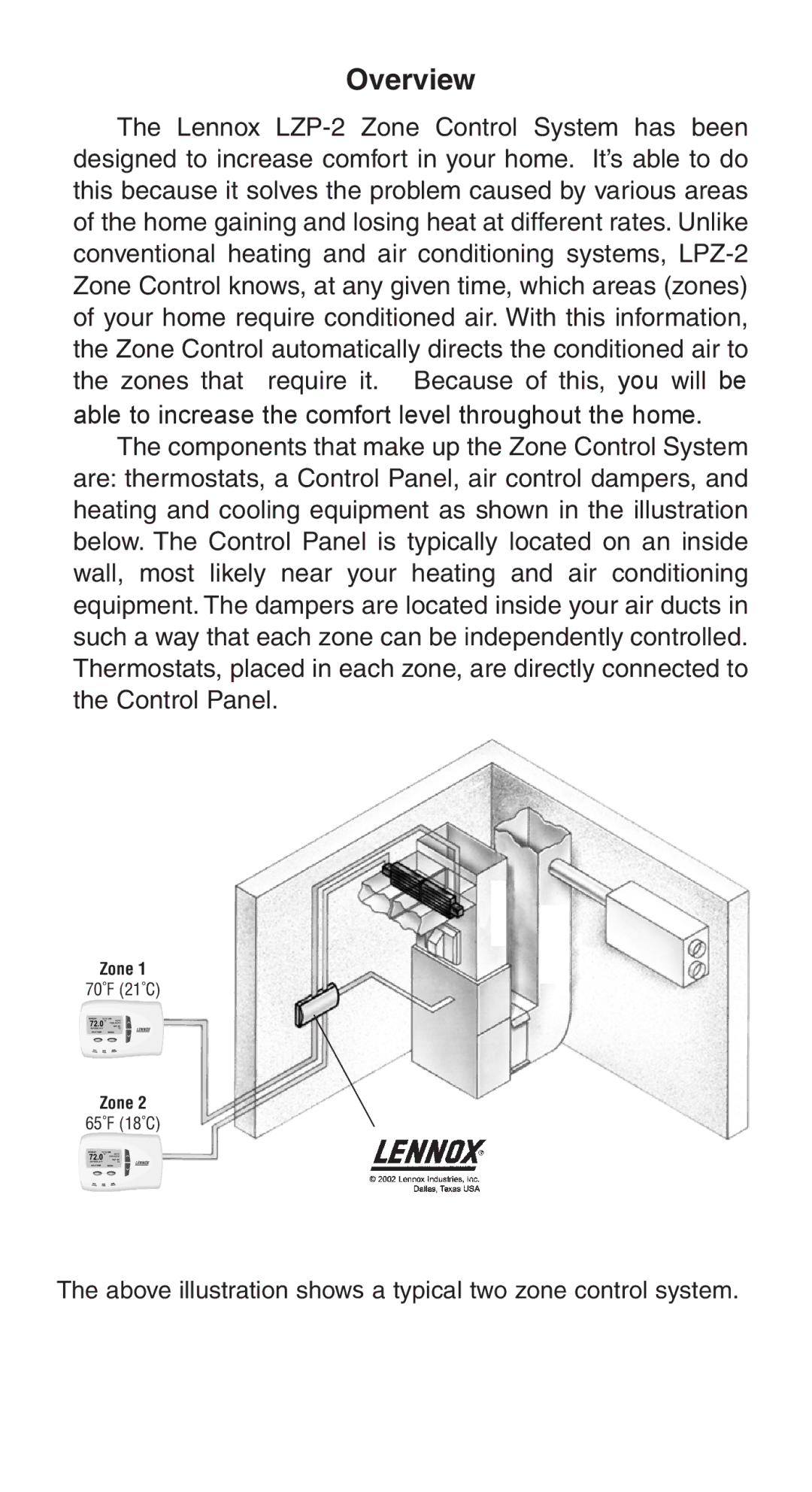 Lennox International Inc LZP-2, HVAC Zone Control owner manual Overview 