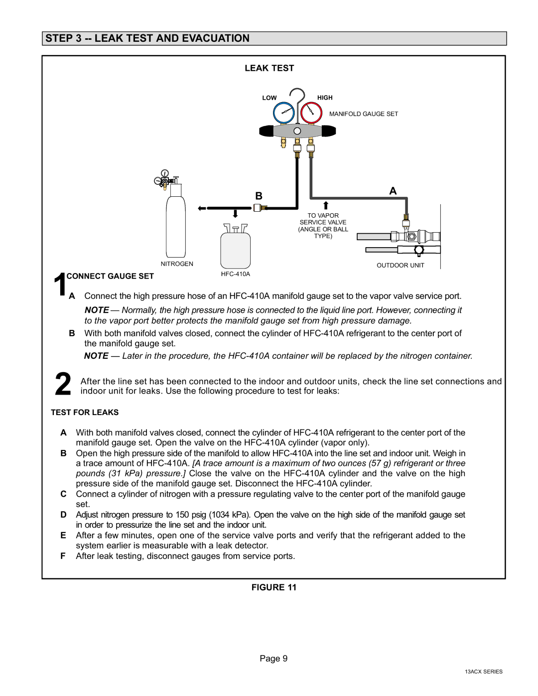 Lennox International Inc Merit Series Air Conditioner, 506945-01 installation instructions Leak Test and Evacuation 