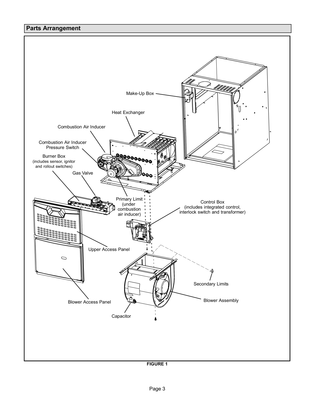 Lennox International Inc Merit Series Gas Furnace installation instructions Parts Arrangement 