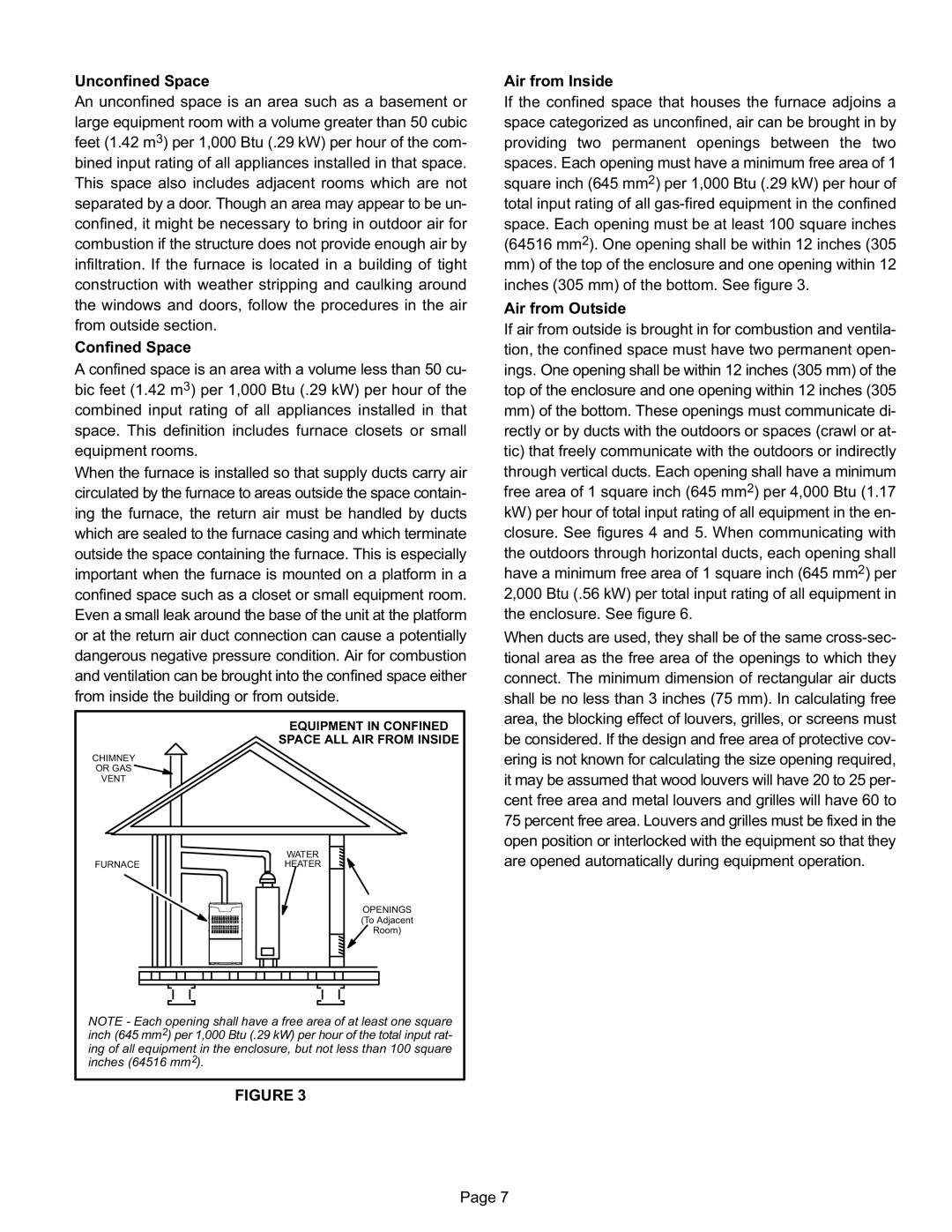 Lennox International Inc Merit Series Gas Furnace installation instructions Equipment in Confined Space ALL AIR from Inside 