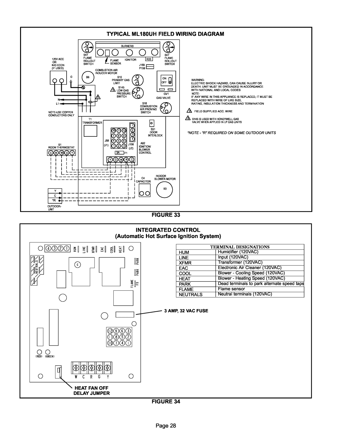 Lennox International Inc Merit Series Gas Furnace TYPICAL ML180UH FIELD WIRING DIAGRAM, Figure Integrated Control 
