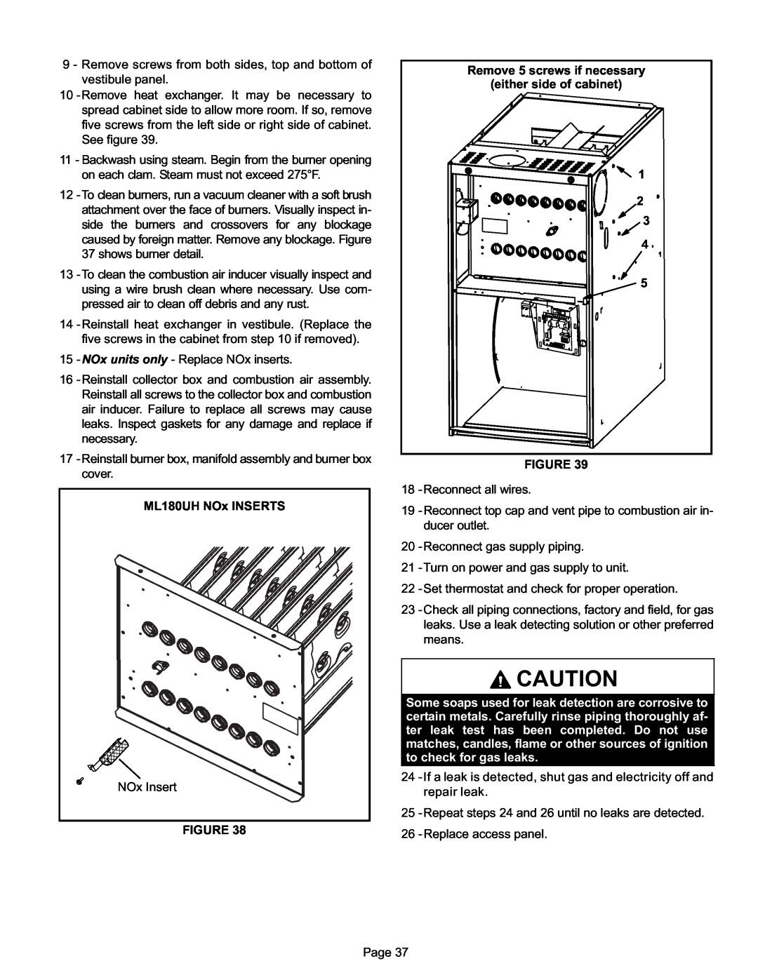 Lennox International Inc Merit Series Gas Furnace installation instructions 15−NOx units only − Replace NOx inserts 