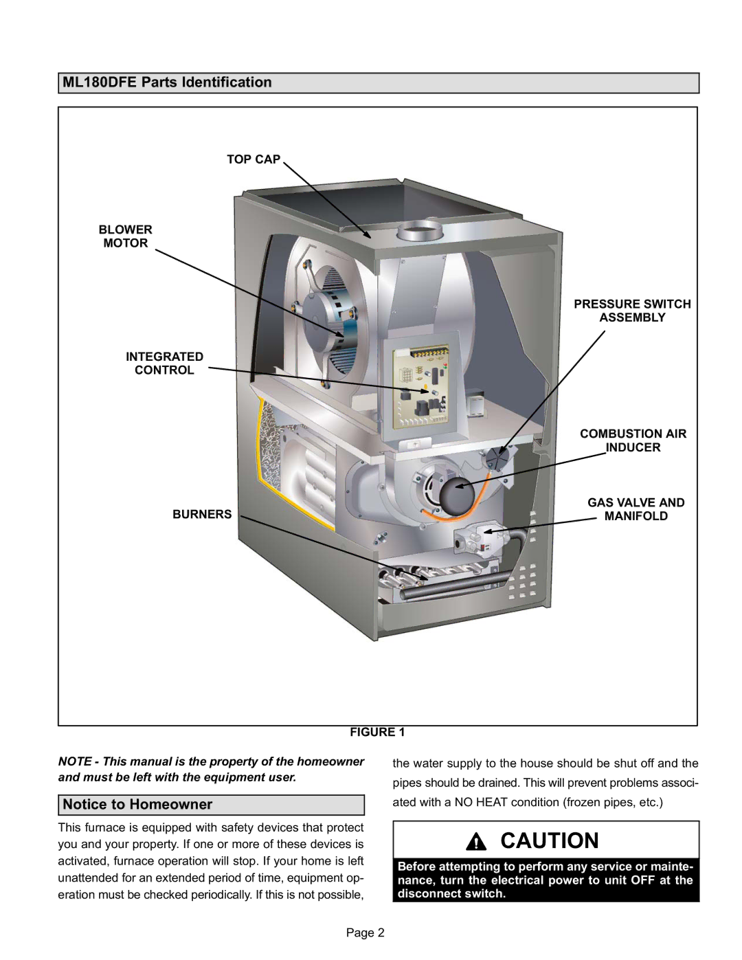 Lennox International Inc ML180DFE SERIES manual ML180DFE Parts Identification 