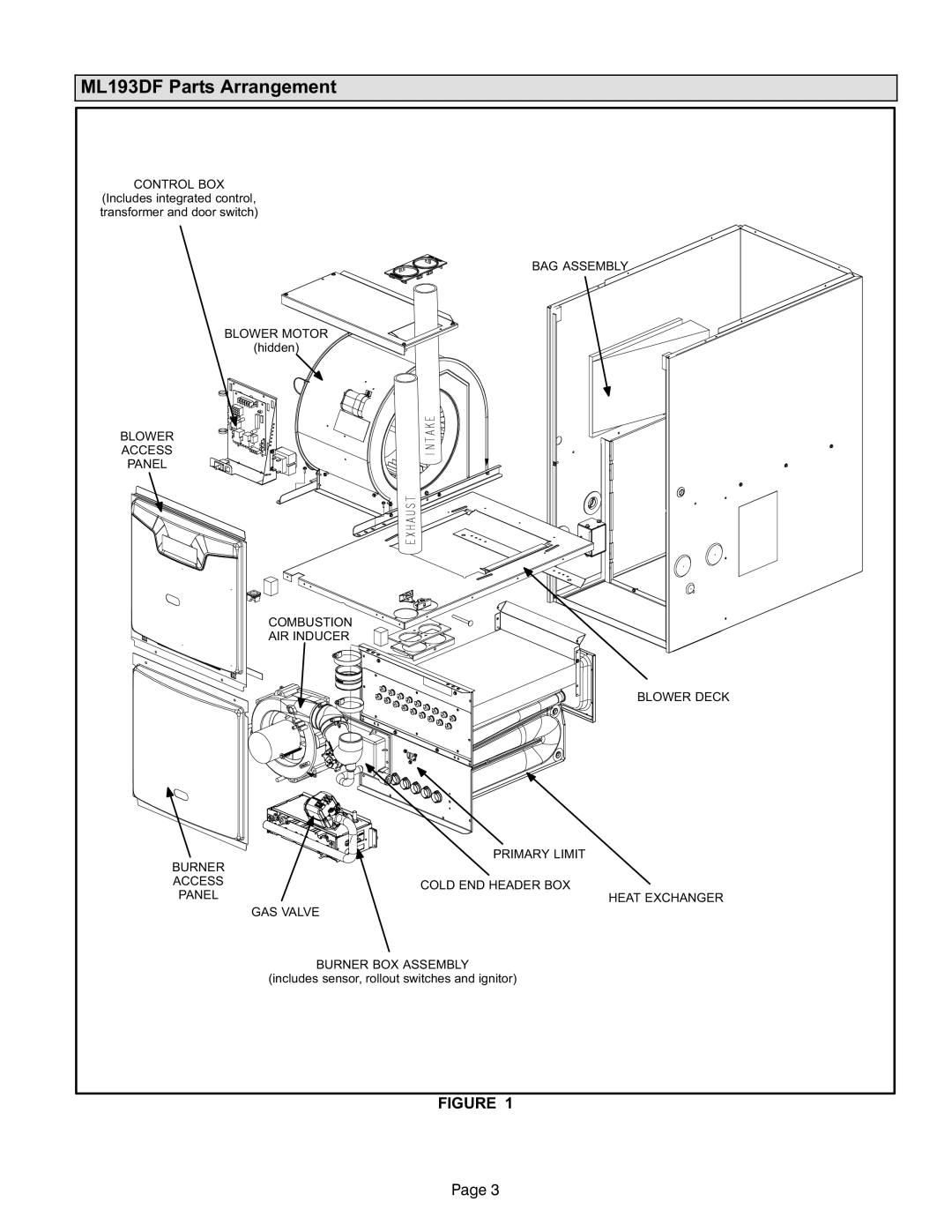 Lennox International Inc MERIT SERIES GAS FURNACE DOWNFLOW AIR DISCHARGE ML193DF Parts Arrangement, Control BOX 