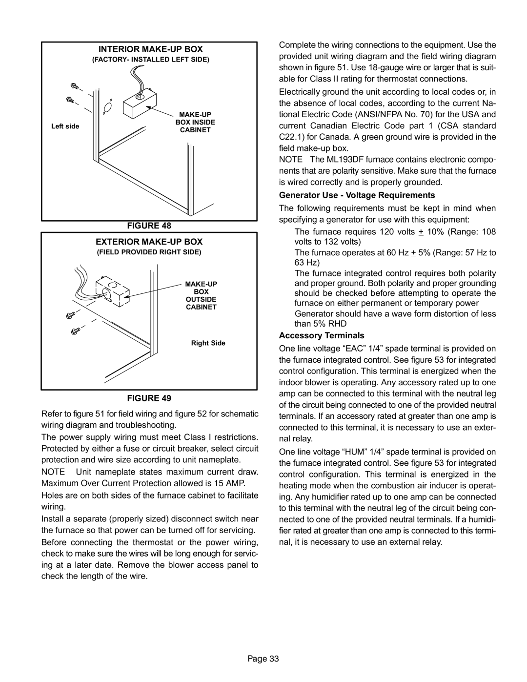 Lennox International Inc MERIT SERIES GAS FURNACE DOWNFLOW AIR DISCHARGE Interior MAKE−UP BOX, Exterior MAKE−UP BOX 