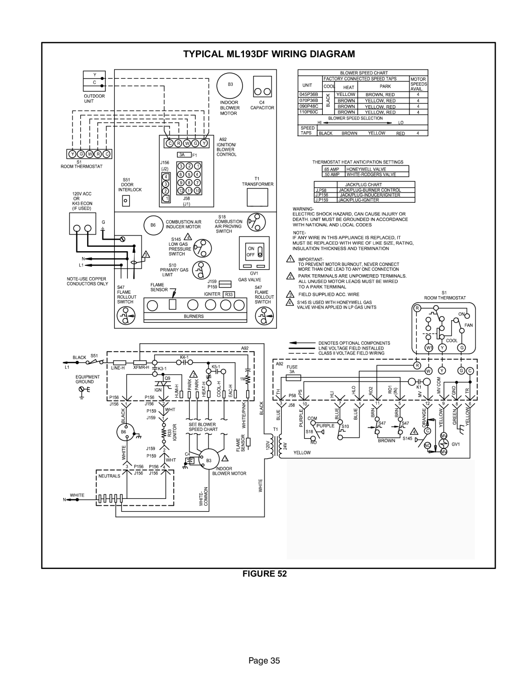 Lennox International Inc MERIT SERIES GAS FURNACE DOWNFLOW AIR DISCHARGE Typical ML193DF Wiring Diagram 