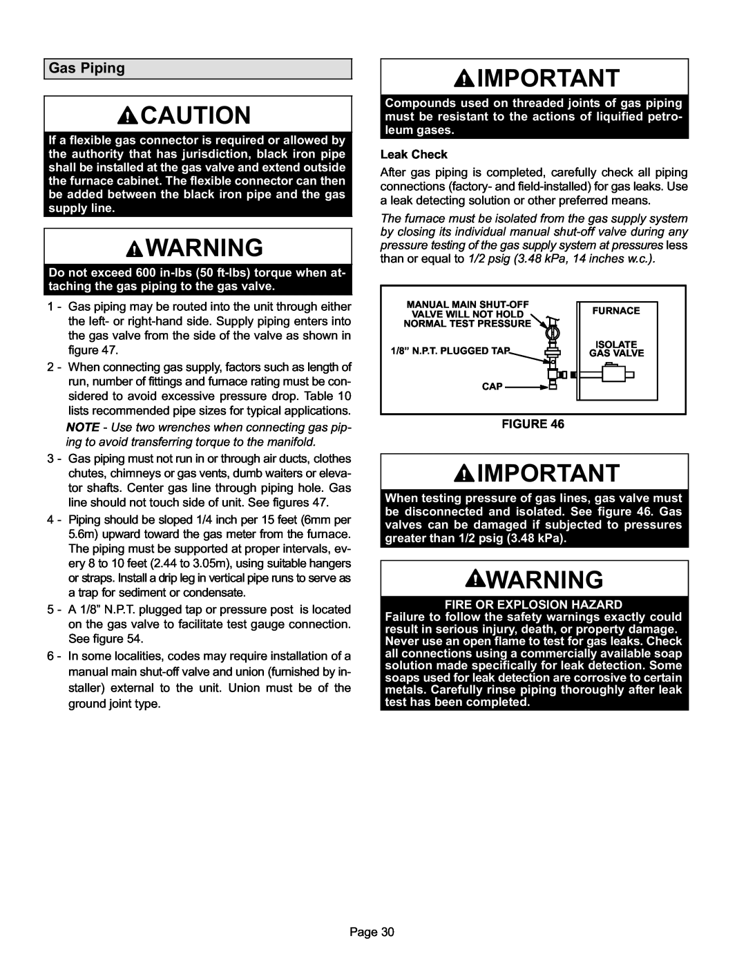 Lennox International Inc ML193DF, MERIT SERIES GAS FURNACE DOWNFLOW AIR DISCHARGE installation instructions Gas Piping 