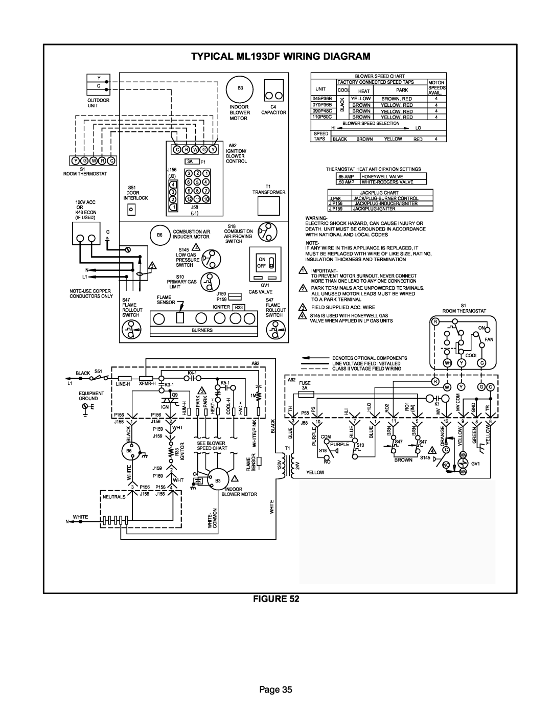 Lennox International Inc MERIT SERIES GAS FURNACE DOWNFLOW AIR DISCHARGE TYPICAL ML193DF WIRING DIAGRAM, FIGURE Page 