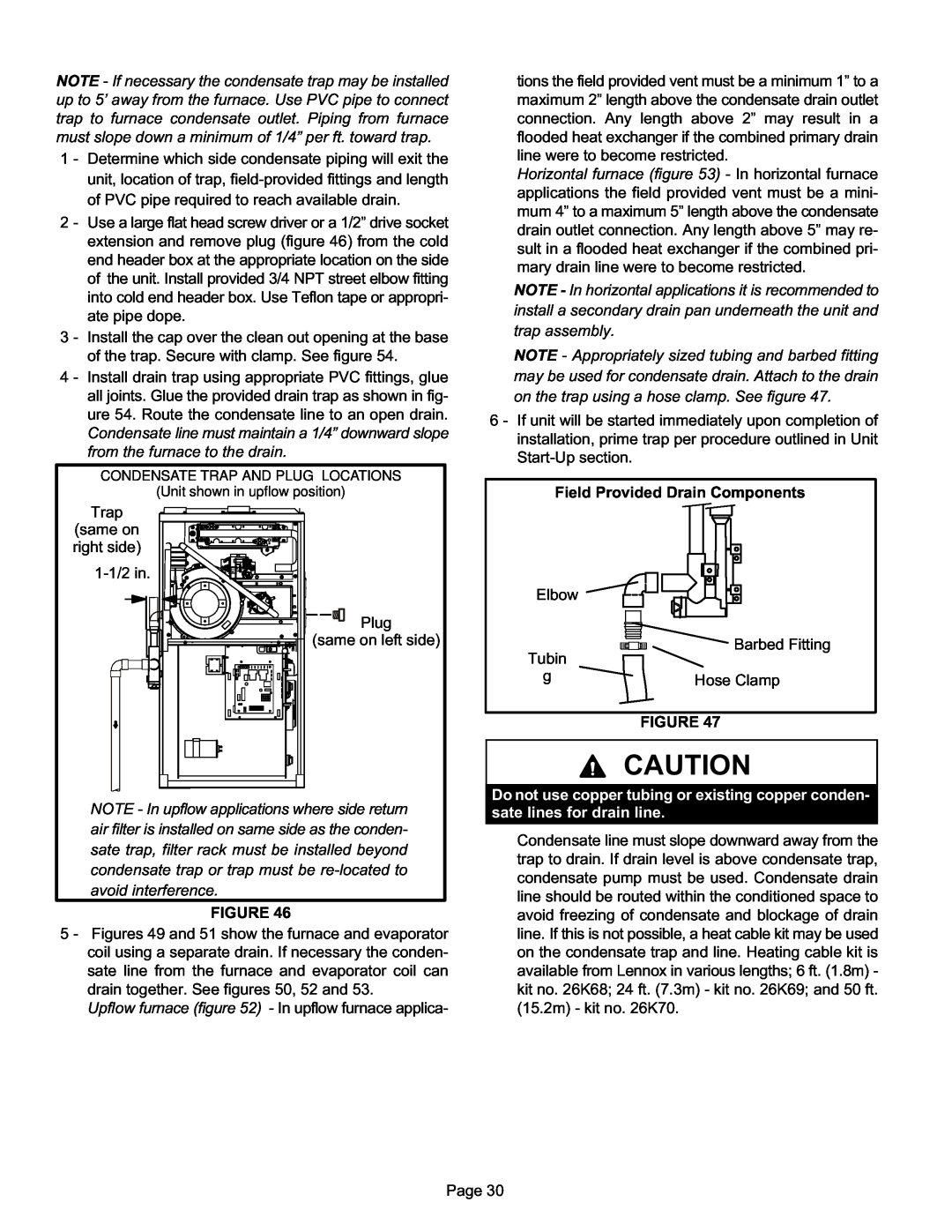 Lennox International Inc ML193UH installation instructions Field Provided Drain Components 