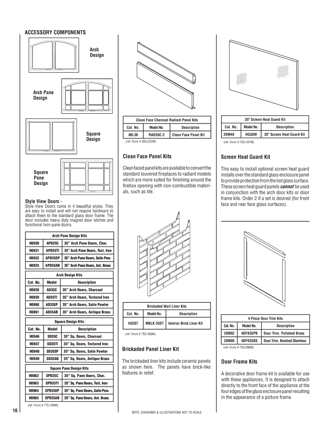 Lennox International Inc MPB35ST-NM manual Clean Face Panel Kits, Brickaded Panel Liner Kit, Screen Heat Guard Kit 