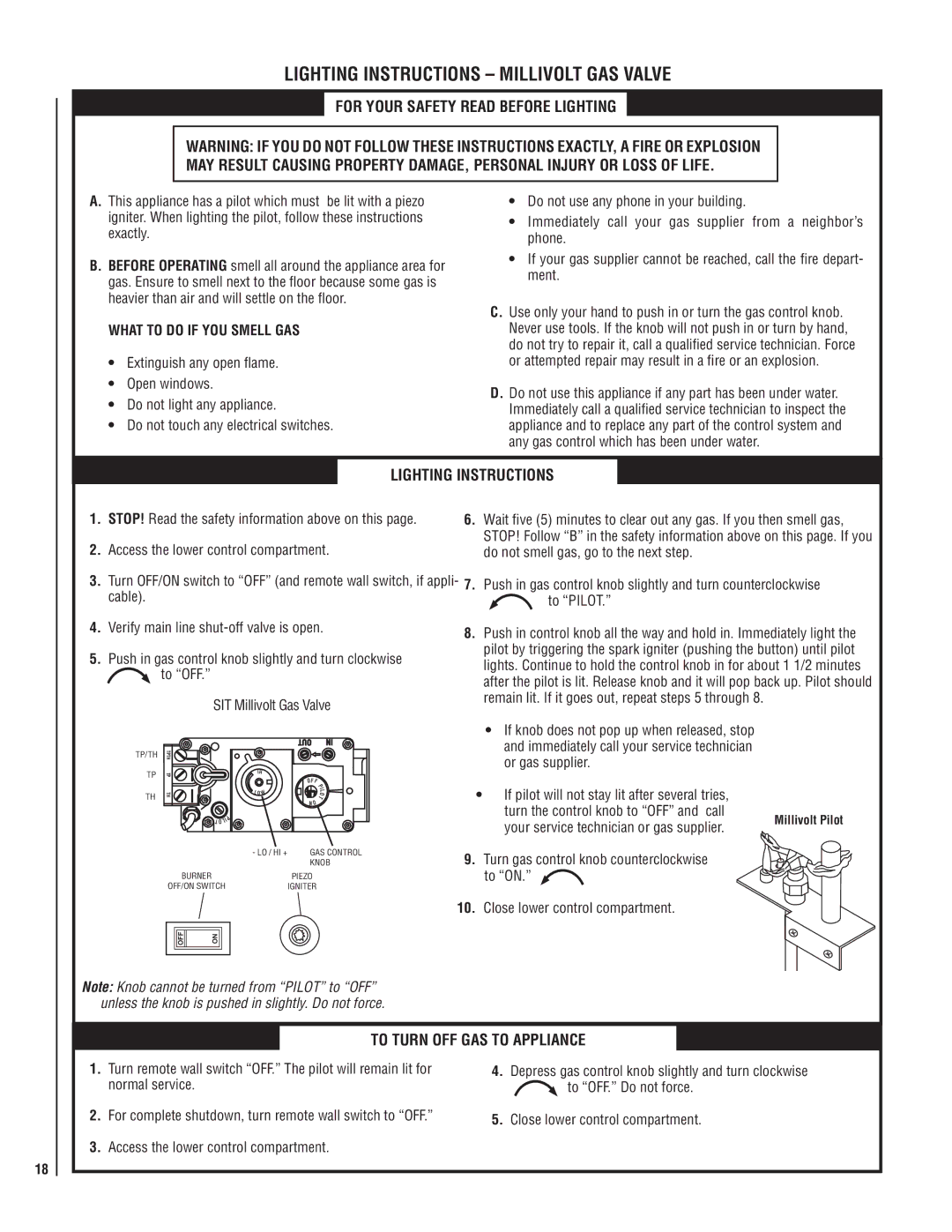 Lennox International Inc MPB35ST-NM manual Lighting Instructions, To Turn OFF GAS to Appliance, What to do if YOU Smell GAS 