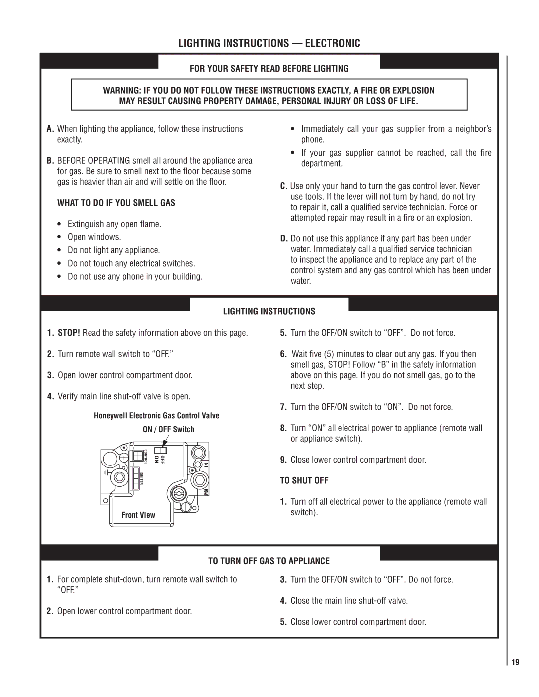 Lennox International Inc MPB35ST-NM What to do if YOU Smell GAS, Close lower control compartment door, To Shut OFF, Switch 