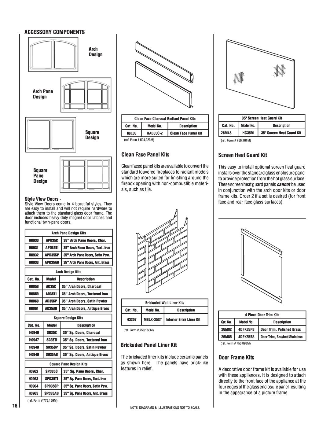 Lennox International Inc MPB35ST-NM manual Accessory Components, Clean Face Panel Kits, Brickaded Panel Liner Kit 
