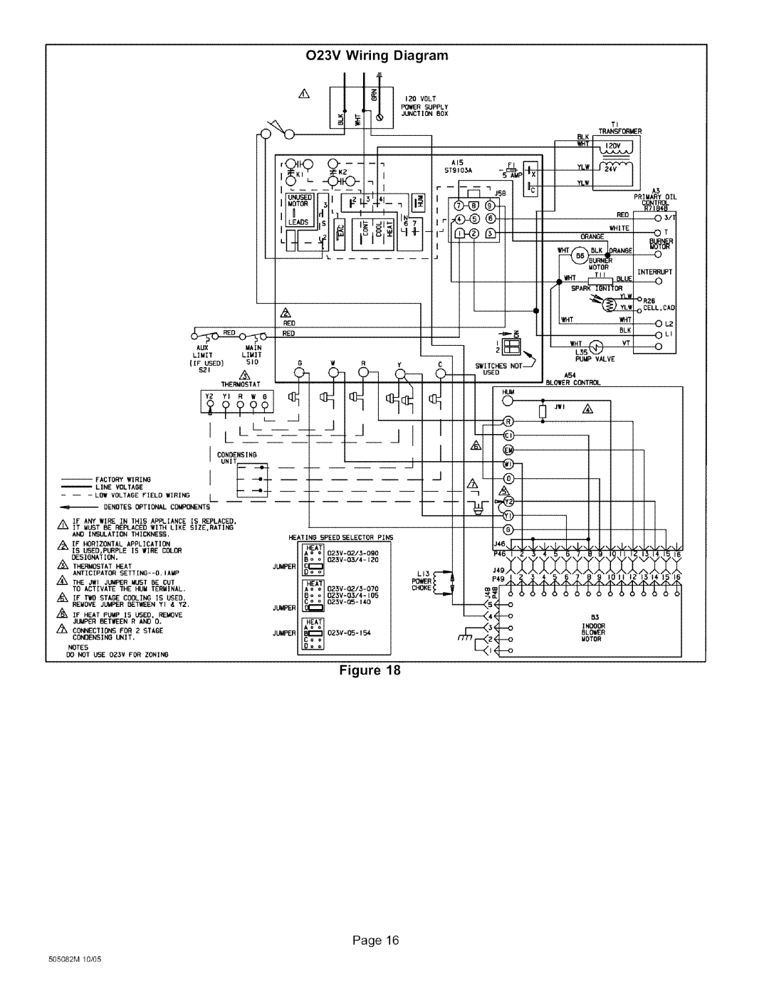 Lennox International Inc O23V5-140, O23V5-154, O23V-70, O23V4-120, O23V-105, O23V-120, O23V4-105 023V Wiring Diagram, Lll 