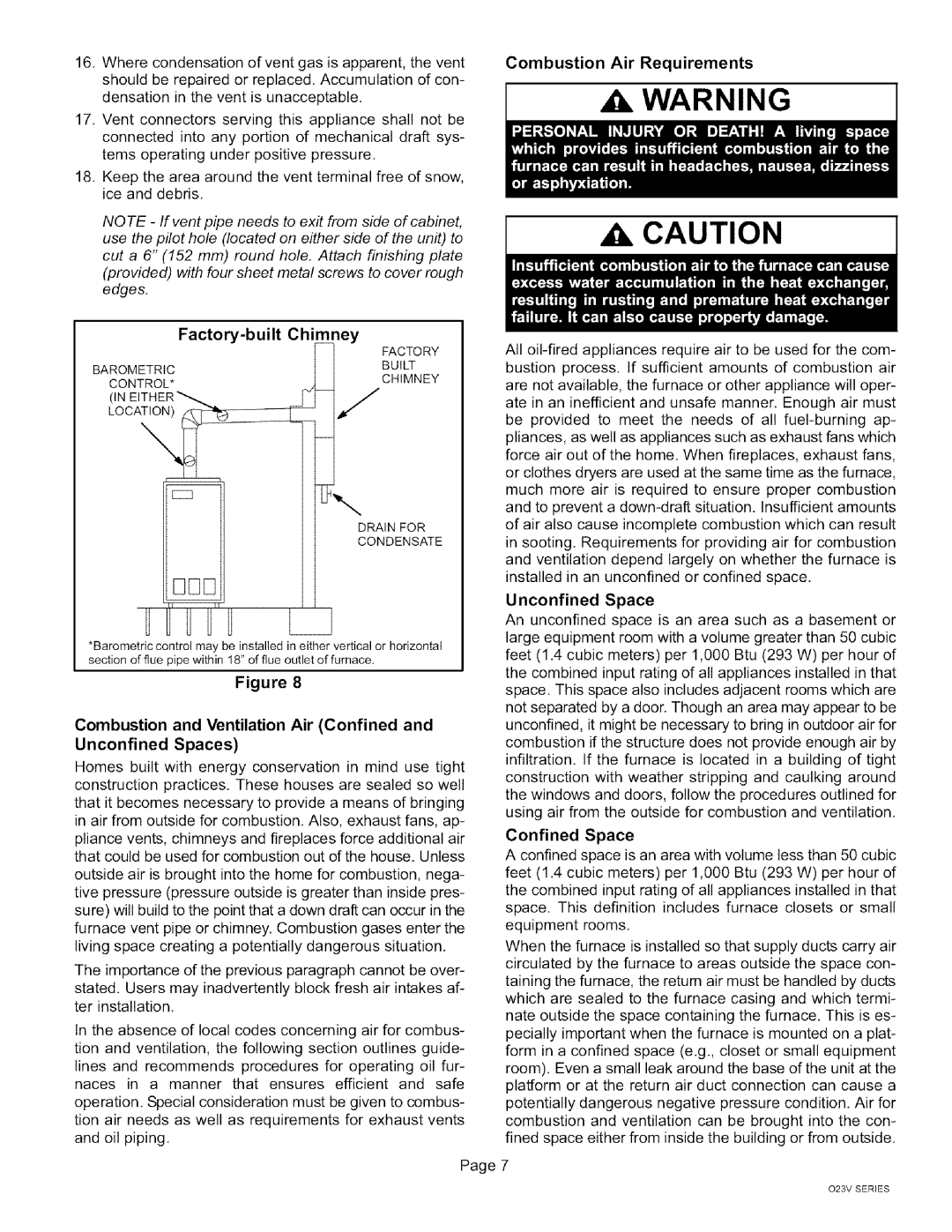 Lennox International Inc O23V3-120, O23V5-140, O23V-70 Shouldberepairedorreplaced,Accumulationof con, Factory-built Chimney 