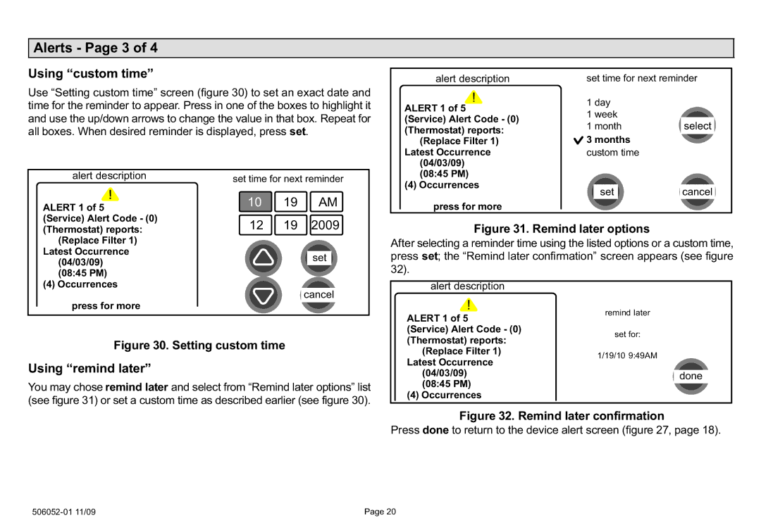 Lennox International Inc Touch Screen Programmable Communicating Thermostat Alerts − Page 3, Using, 10 19 AM, 12 19 