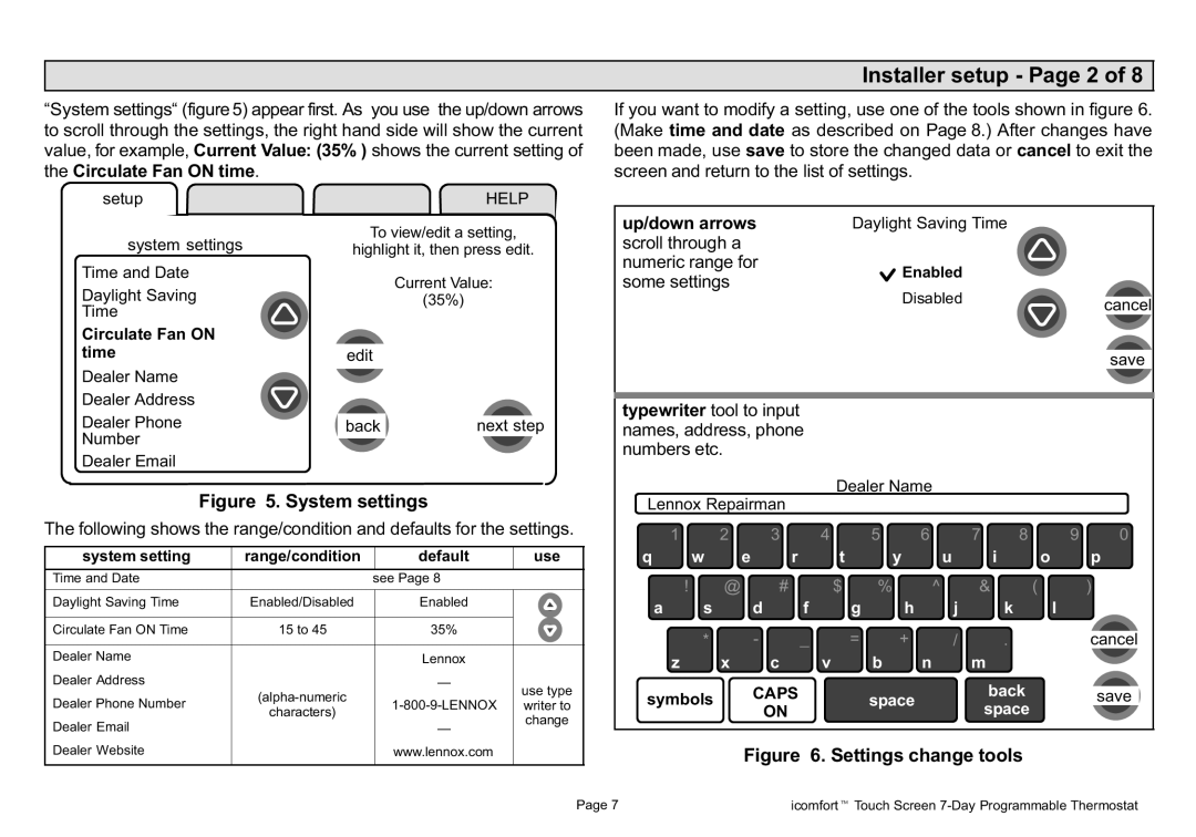 Lennox International Inc 2P1109, P506052-01 Installer setup − Page 2, Up/down arrows, Scroll through a Numeric range for 