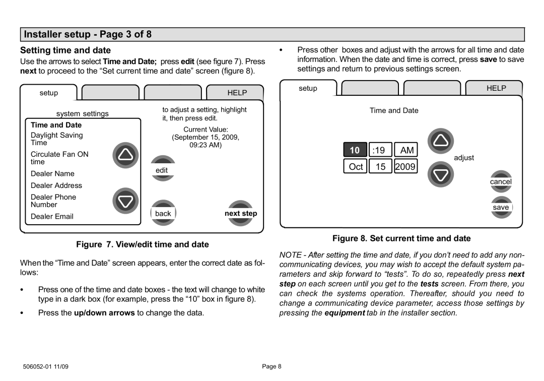 Lennox International Inc Touch Screen Programmable Communicating Thermostat, P506052-01 Installer setup − Page 3, Oct 2009 