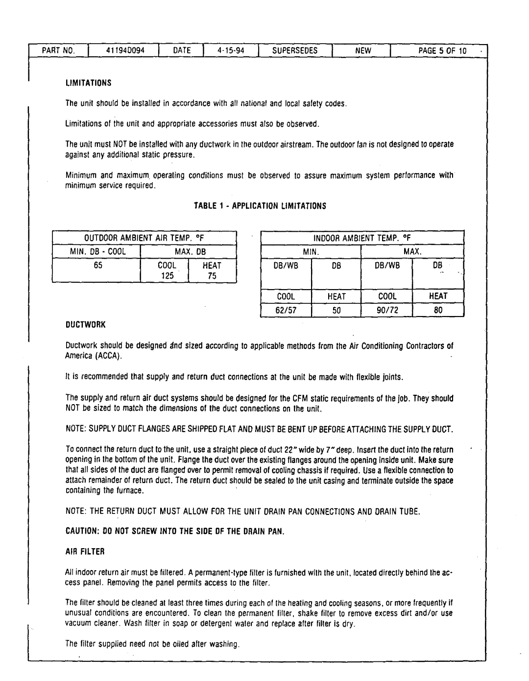 Lennox International Inc PWC243, PWC24E9.2, PWC302, PWC24E14.7 PA,TNOI 4tt94OOB4I DA EI 41594SUPERSEDESI Newi page OFtO 