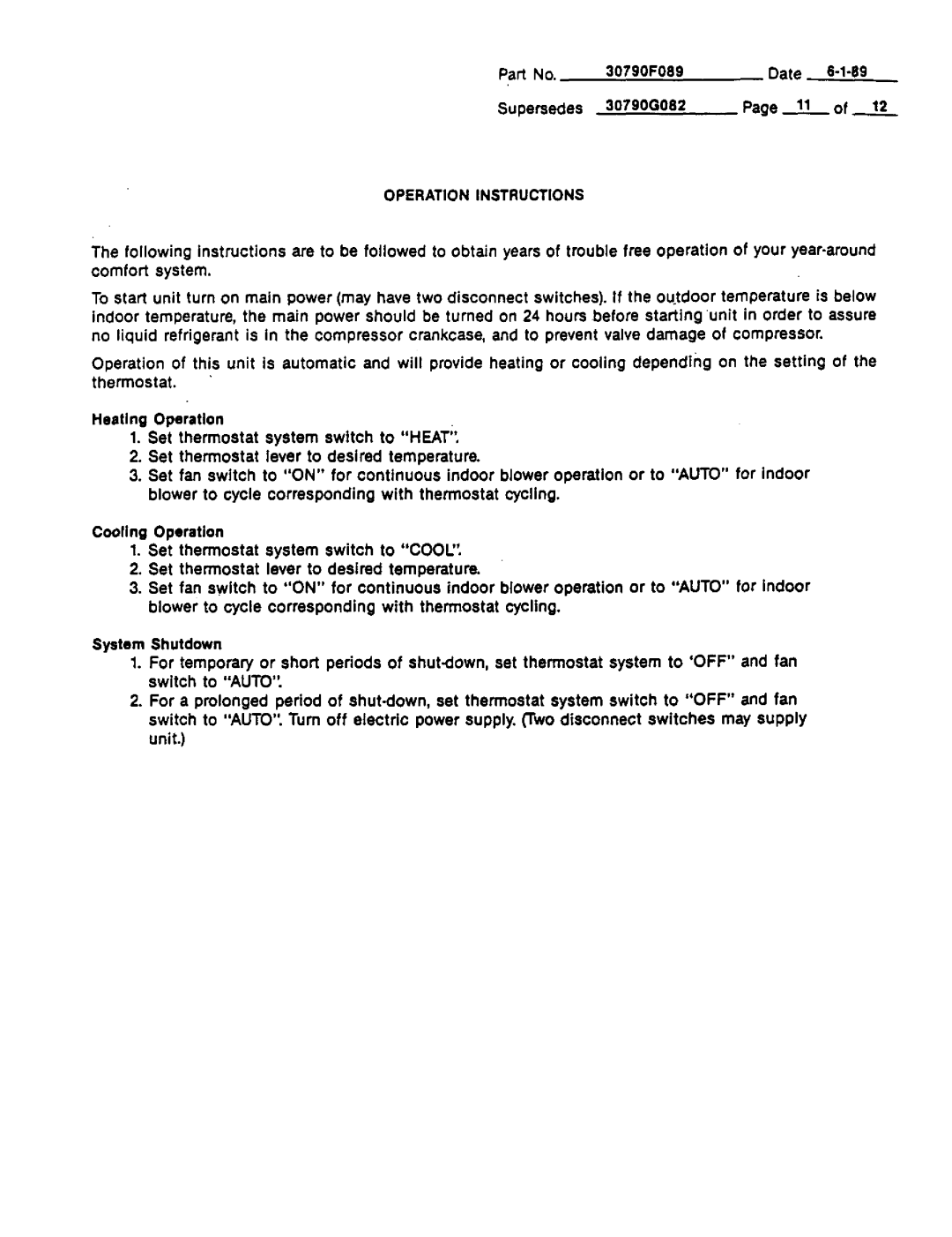 Lennox International Inc PVVC24ElO.7, PWC24E9.2, PWC302, PWC24E14.7, PWC24E4.8, PWC18E9.2, PWGI8E7.2 Operation Instructions 