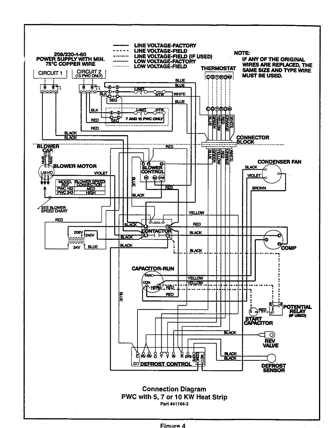 Lennox International Inc PWC183, PWC24E9.2, PWC302, PWC242 Connection Diagram PWC with 5, 7 or 10 KW Heat Strip, CAPACrR-RUN 