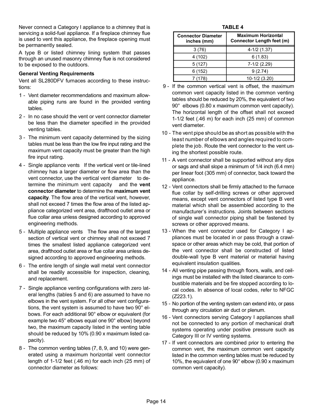 Lennox International Inc SL280DFV, DAVE LENNOX SIGNATURE COLLECTION GAS FURNACE installation instructions 1/2 