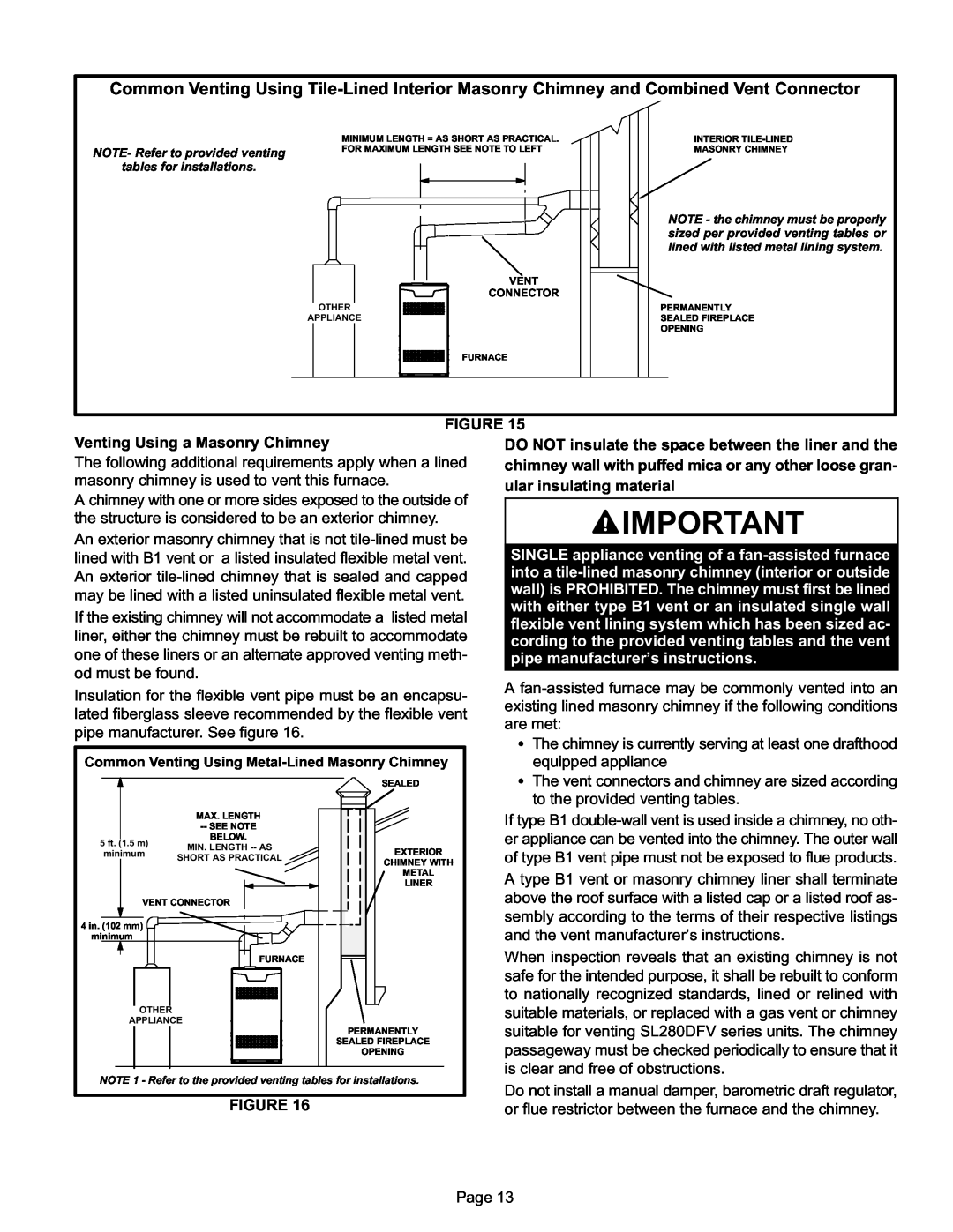 Lennox International Inc DAVE LENNOX SIGNATURE COLLECTION GAS FURNACE, SL280DFV installation instructions 