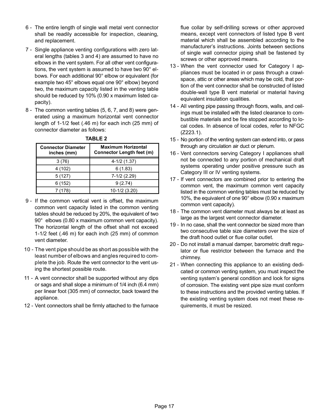 Lennox International Inc SL280UH070V36A, SL280UH090V48B, SL280UH090V36B installation instructions 102 127 −1/2 152 178 10−1/2 